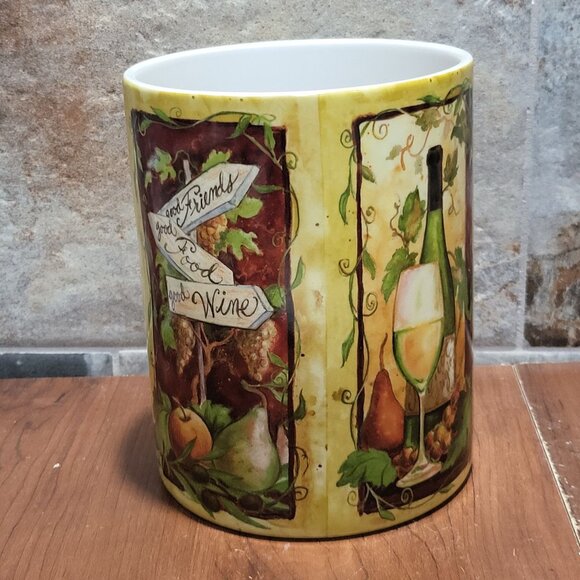 Decorative Crock Wine Chiller Vase Utensil Holder Good Friends Food Wine - Picture 4 of 10